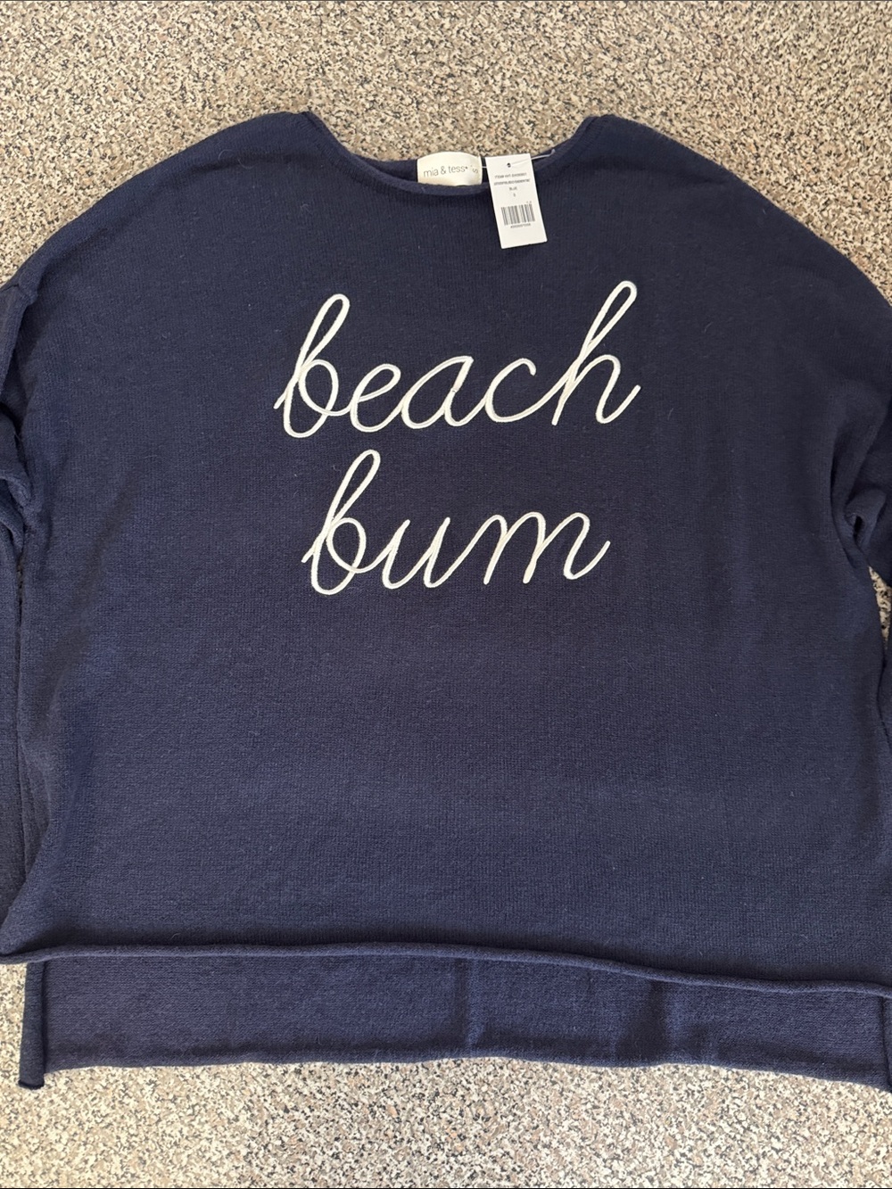 Mia @Tess Navy 'Beach Bum' Lightweight Crewneck Sweater